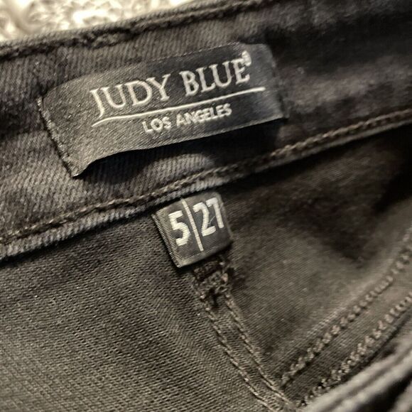 Judy Blue Jeans Womens Size 5 27x29 Boyfriend Fit Black Distressed‎ Ripped - Picture 5 of 8